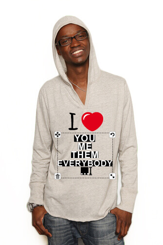 I love et sweat à capuche, impression de texte sur vêtements et accessoires.