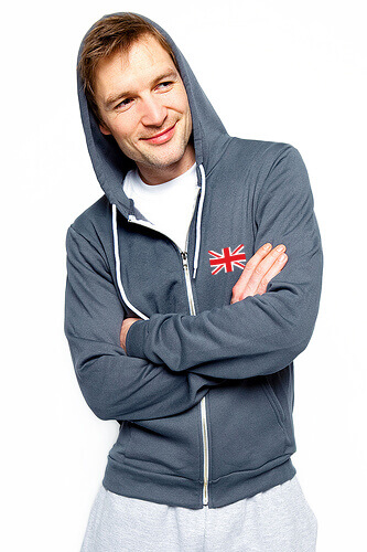 Veste à capuche sportswear et Union Jack