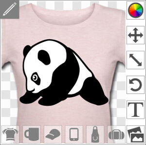 Bébé panda dessiné de profil, design mignon et kawaii à personnaliser