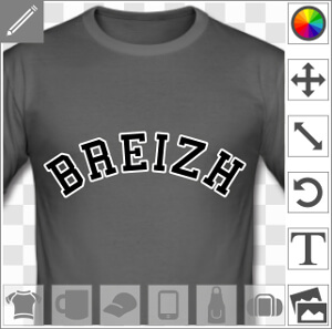 Breizh, design breton à imprimer enligne sur t-shirt, tasse, cadeau etc. écrit en grandes lettres fines bordées d'un tracé épais.