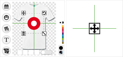 Placez le design où vous voulez avec l'outil croix.