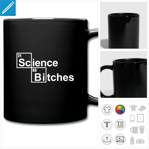 mug color science bitches  personnaliser, impression unique