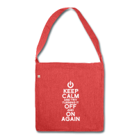 Grand sac recyclé à anse longue et motif geek keep calm and try turning it off and on again