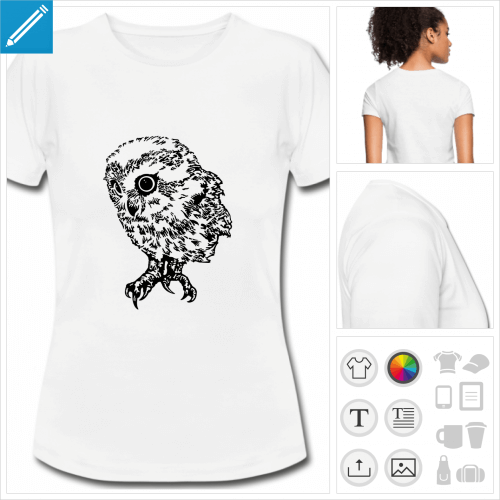t-shirt femme bb hibou  imprimer en ligne