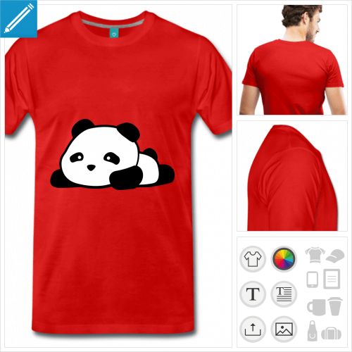 t-shirt rouge panda kawaii rigolo  crer soi-mme