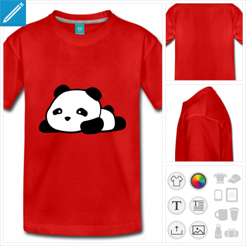 t-shirt  manches courtes panda  personnaliser en ligne