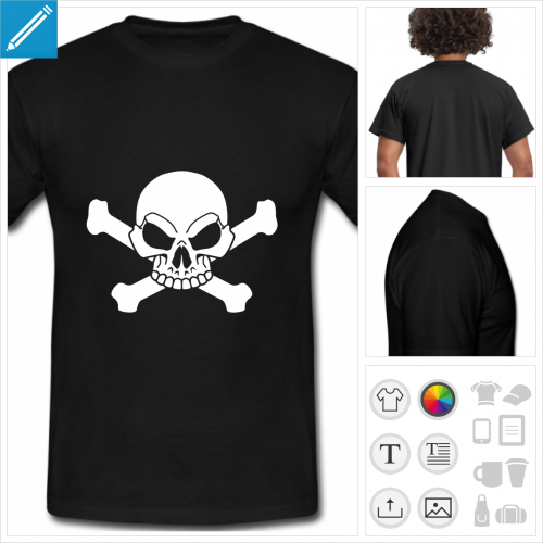 t-shirt noir pirate personnalisable