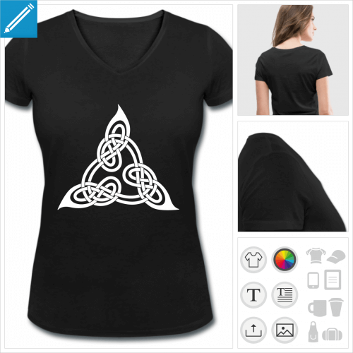 t-shirt col en v triangle celtique  personnaliser, impression unique
