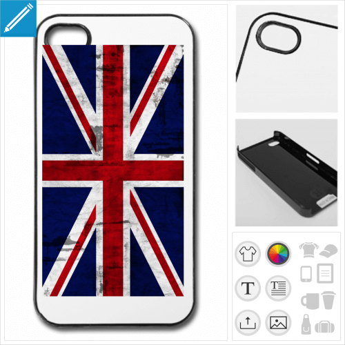 coque iPhone union jack vintage  personnaliser en ligne