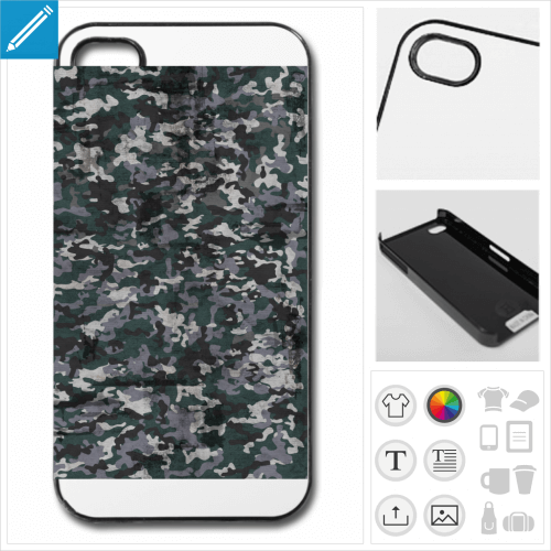 Coque camouflage pour tlphone, camouflage bleu vintage  imprimer en ligne.