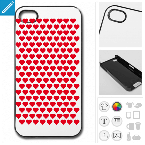 Coque coeurs rpartis en motif dcoratif rgulier,  imprimer en ligne. Crez votre coque coeurs.