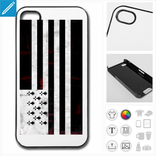 coque mobile drapeau breton  personnaliser et imprimer en ligne