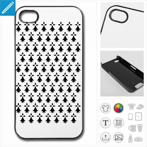 Coque hermine, motif Bretagne pour coque de tlphone personnalise.