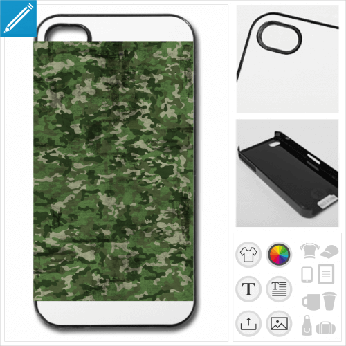 Coque militaire, coque camouflage verte  imprimer en ligne.