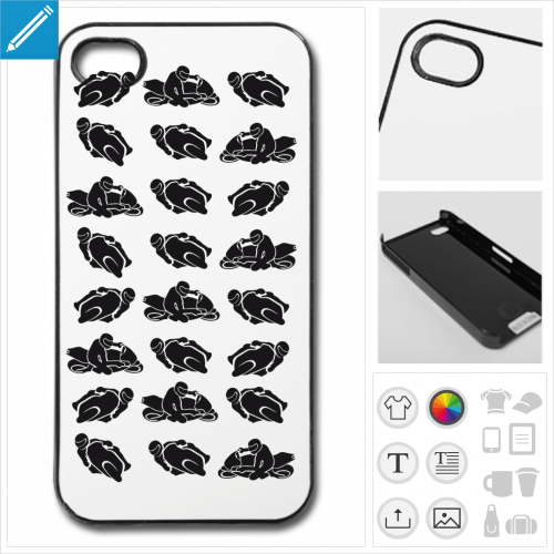 Coque motards, pictos de motards rpartis en motif spcial coque de tlphone.