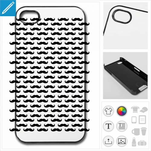 Coque moustaches places en motif  imprimer en ligne.