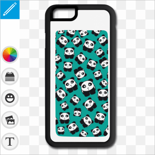 Coque pandas kawaii sur fond bleu roi  imprimer en ligne.