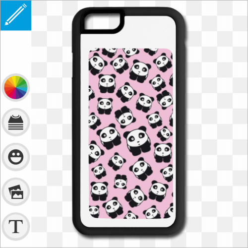 Coque pandas kawaii sur fond rose, crez votre coque portable pandas.