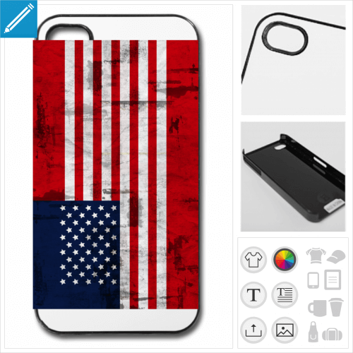 Coque usa  personnaliser en ligne, crer sa coque drapeau amricain.