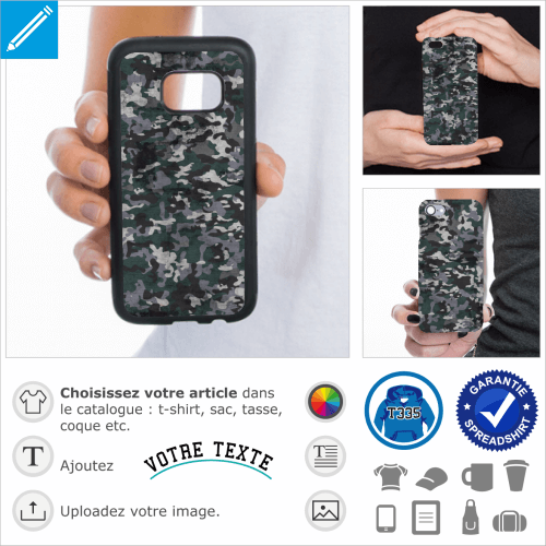 Coque camouflage, design militaire bleu  imprimer sur coque portable.