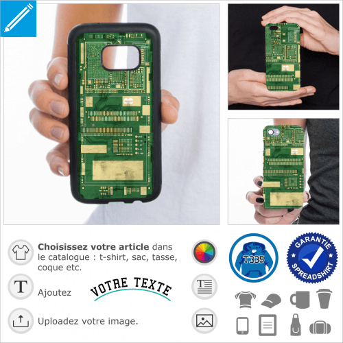 Coque circuit imprim longue, un design pour l'impression en ligne.