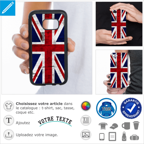 Drapeau anglais vintage long pour impression de coque portable.