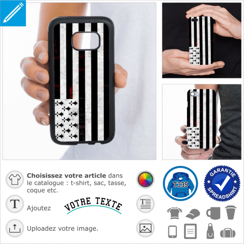 Drapeau breton personnalisable vintage spcial personnalisation de coque tlphone.