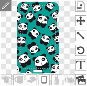 Motif pandas kawaii sur fond bleu pour coque de téléphone.
