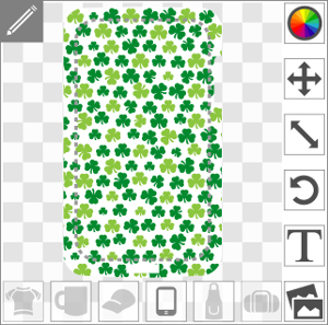 Trèfles irlandais à trois feuilles, design deux couleurs conçu pour l'impression sur coque iPhone et smartphones. Motif décoratif shamrocks irrégulier
