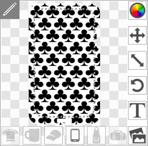 Trèfle poker et carte de jeu, symboles à imprimer sur coque portable.