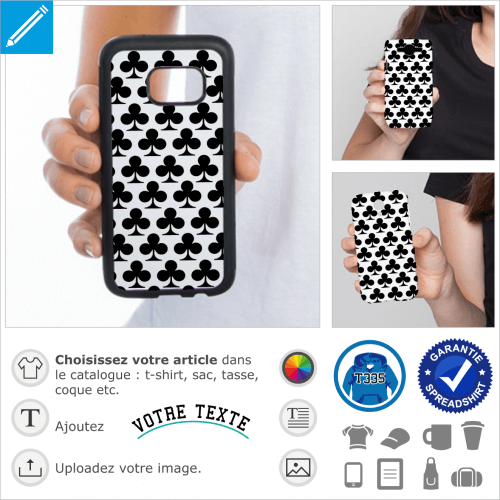 Trfle poker et carte de jeu, symboles  imprimer sur coque portable.