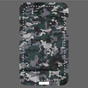 Motif camouflage bleu, image hr sp^ciale impression sur coque.