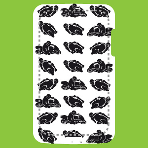 Design moto pour coque iPhone et smartphones avec petits pictos de motards en course.