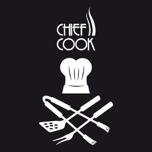 Chief cook, toque de chef et vapeurs de cuisine.