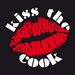 Kiss the cook rond et bouche stylisée, design cuisine, cooking, fooding pour la maison.