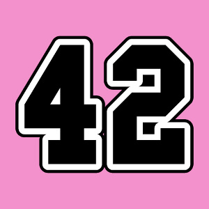 42, un design geek et scifi, avec le nombre 42 écrit en gros caractères.
