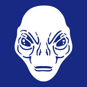Article Portrait d'alien une couleur aux traits du visage en découpe à créer soi-même.