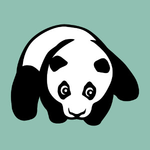 Bébé panda à plat ventre, design panda deux couleurs à imprimer sur t-shirt ou accessoire.