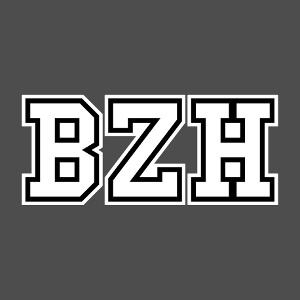 Accessoire Sigle BZH en typo droite de maillot de foot entourée d'un contour fin à créer et personnaliser en ligne.