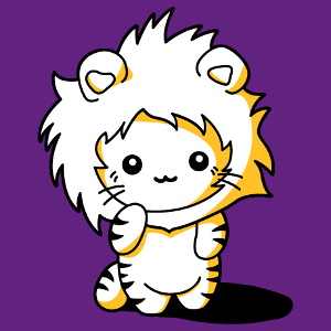 Tee shirt kawaii, chaton rigolo dguis en lion. Personnaliser un t-shirt kawaii en ligne.