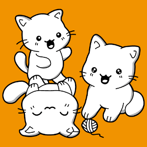 Chats kawaii, trio de chatons  personnaliser. Crer un t-shirt chatons kawaii.