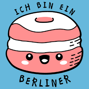 Tee-shirt citations, Ich bin ein Berliner, citation de JFK avec un beignet berliner kawaii  personnaliser