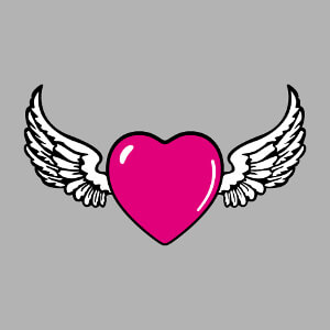 Tee-shirt Coeur pop et graphique et ailes d'ange personnalis.