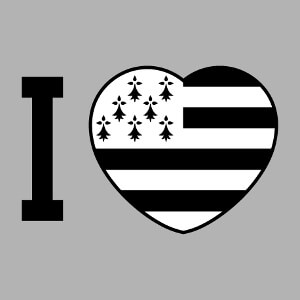 Coeur et drapeau breton, un design j'aime la Bretagne personnalis.