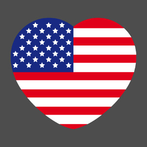 I love USA,  cur arrondi aux couleurs du drapeau amricain.