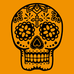 Crne mexicain floral une couleur dessin en dcoupes et contours pais.