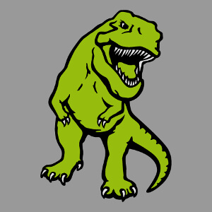 Dinosaure trois couleurs  imprimer sur t-shirt. T-rex opaque.