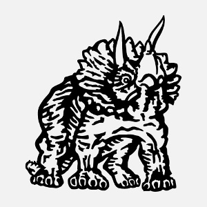 Créer un tee shirt dinosaure unique en ligne avec ce dessin de triceratops une couleur.