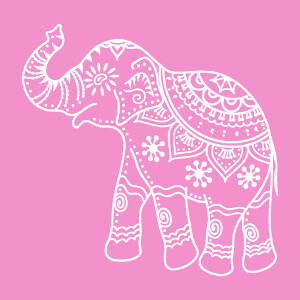 Elephant d'inde dcor en style classique, design en aplats et dcoupes.