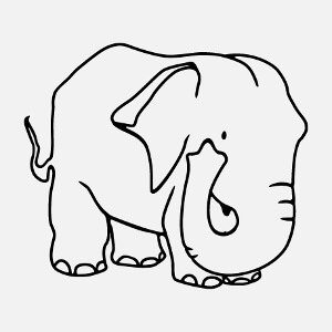 Dessin d'lphant aux tracs fins et  la silhouette carre, un design animaux sauvages.